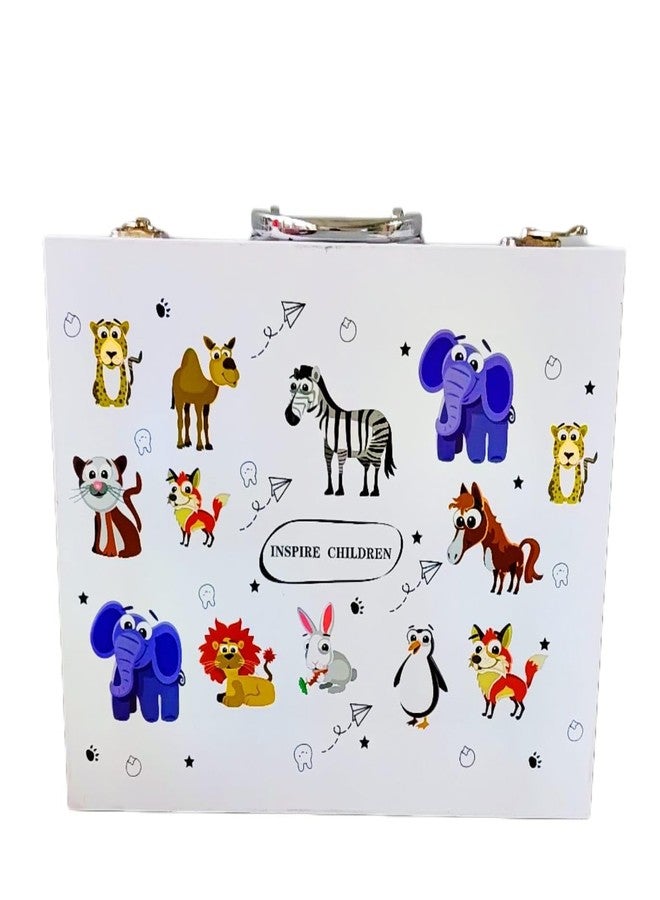 WONDERSPROUT Wonder Sprout 88 pcs Art Kit for Kids with Multicolor Briefcase [Animal Theme] White - Image 2